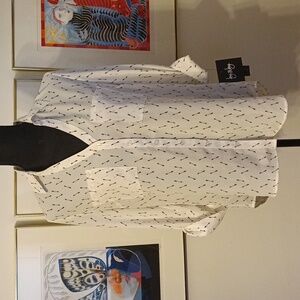 by & by White Button Down Shirt with Black Pattern